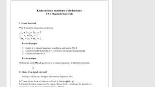 TP1 Electricité Général 2CPST ENSH [upl. by Aronal]