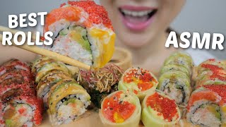 ASMR THE BEST SUSHI ROLLS My Top favourites No Talking Relaxing Eating Sounds  NE Lets Eat [upl. by Nimzay813]