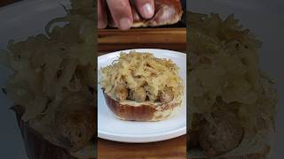 How to Make the Most Delicious Bratwurst Sauerkraut Sandwich [upl. by Nerred]