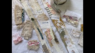 Junk Journal fabric clusters and snippet rolls  scrap busting  TUTORIAL [upl. by Aniuqaoj991]