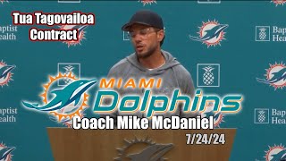 Coach Mike McDaniel Condensed Interview on Tua Tagovailoa Contract Miami Dolphins Football amp IMO [upl. by Erait836]