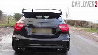 AKRAPOVIC EXHAUST MERCEDES A45 AMG START UP REVS amp LAUNCH [upl. by Galliett]