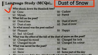 Dust of Snow Mcq  Mcq of Dust of Snow  Dust of Snow Class 10 Mcq Dust of Snow Mcq in Hindi [upl. by Itaws30]