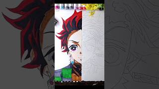 Drawing Tanjiro 😊 1 hour vs 10 hours 😳  Part 1 shorts tanjiro demonslayer artist [upl. by Ricard]