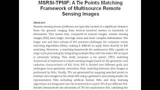 MSRSI TPMF A Tie Points Matching Framework of Multisource Remote Sensing Images [upl. by Eirlav224]