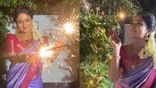 மல்லி கொண்டாடிய புத்தம் புது தீபாவளி 😍 ❤️ 💙  Malli serial nikitha celebrates 🥳 🎉 Deepali [upl. by Llerihs35]