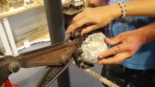 cracking a mexican geode at The Crystal Caves in Atherton [upl. by Alidus]