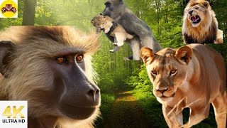 The baboon stole the lion cub and ended up being attacked by the lionswildlifevideo4k [upl. by Nolham]