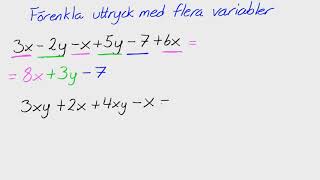 Åk 8  Adam  Variabler och uttryck  Förenkla uttryck med flera variabler [upl. by Altheta]