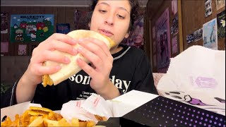 ASMR Jack in the box Mukbang mummy wrapped monster taco Redbull gamer box 🥤🌮 [upl. by Dasi]