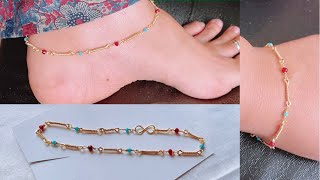 How To Make Simple and Dainty Anklet Braceletdiy ankletwire wrapped ankletWire jewelryhandmade [upl. by Driscoll735]