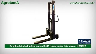 Empilhadeira hidráulica manual 2000 Kg elevação 16 metros  NEMP2T [upl. by Karlens]