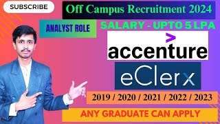 Accenture Recruitment 2024 for Freshers  Eclerx Recruitment 2024  Analyst Role  Freshers Jobs [upl. by Lynch]