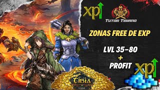 TIBIA  ZONAS FREE DE EXP Y PROFIT PARA LVL 35 HASTA 80 [upl. by Dinny]