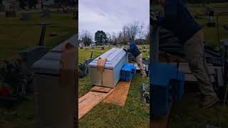 Setting a Graveside No Matter the Elements gravesite cemetery concrete burialvault funeral [upl. by Furlong]