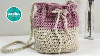 Bolso TEJIDO a CROCHET paso a paso puntos basicos  Lanitas y Colores [upl. by Yetak431]