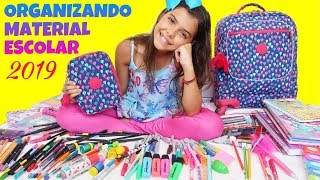 ORGANIZANDO MEU MATERIAL ESCOLAR 2019  ARRUMANDO MOCHILA ESTOJO E CADERNOS PARA VOLTA ÀS AULAS [upl. by Elicec]