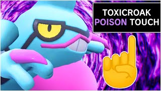 FULL POISON TOUCH ABILITY POKEMON TEAM Shiny Toxicroak Poison Touch Moveset Scarlet Violet [upl. by Aneet168]