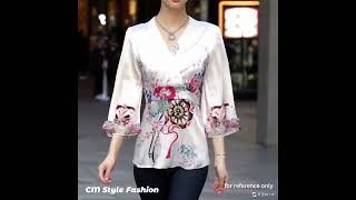 Japanese Kimono Style Blouse Top White cmstylefashion [upl. by Refotsirk]