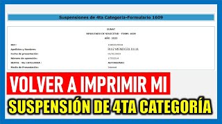 Cómo recuperar mi Suspensión de Cuarta Categoría 2023 Volver a imprimir Suspensión de Cuarta SUNAT [upl. by Durst]