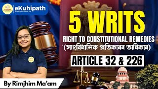 Types of Writs in Indian Constitution indianpolity education [upl. by Neelrahs]