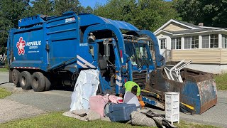 Republic Services Curotto Can Garbage Truck Packing Bulk Waste [upl. by Hannazus]