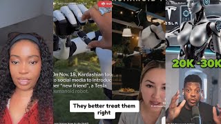 People React To The Tesla Robots After Kim K Photos On Instagram [upl. by Jessa]