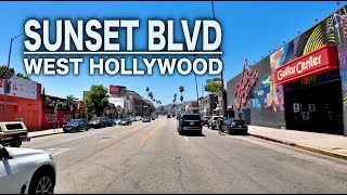 Sunset Blvd in West Hollywood 4K Driving Video Road Trip in Los Angeles [upl. by Ayres]