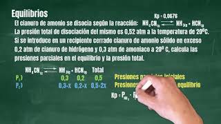 056 Ejercicios de Equilibrios heterogéneos NH4CNs ↔ NH3g HCNg [upl. by Ahsayn677]