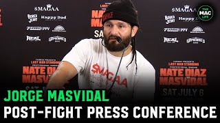 Jorge Masvidal on Nate Diaz loss “8 rounds to 2 is fg nuts”  Post Fight Press Conference [upl. by Akcimehs]