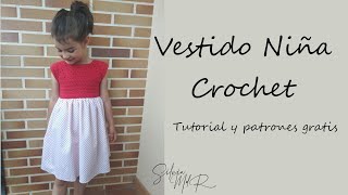 Vestido niña con canesú a crochet Patrones o moldes gratis [upl. by Ytsud162]