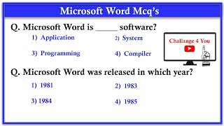 Top 100 Microsoft MS World mcq question With Answers  MS Word  MS Office Mcq [upl. by Shirberg42]