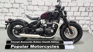 Triumph Bonneville Bobber Stealth Edition Popular 2024 Motorcycles [upl. by Ecirbaf]