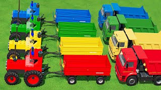 TRANSPORTING LEGO TRACTORS amp HARVEST amp SELL SUGARCANE w LEGO TRACTORS amp KAMAZ TRUCK FS22 [upl. by Athelstan873]