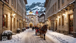 St Moritz Switzerland 🇨🇭🎄A Magical Cosy Christmas ❄️ Winter Wonderland 4K ❄️ [upl. by Artenal]