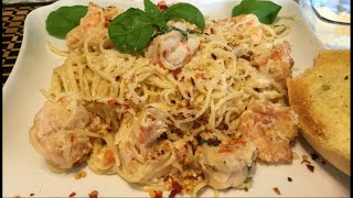 CAMARONES CON CREMA EN PASTA ESTILO SCANPI RECETA DELICIOSA [upl. by Phip368]