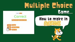 Scratch Multiple Choice Game No multiple Costumes or Backdrops  Lists in Scratch [upl. by Nalyd]