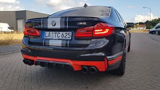 BMW M5 F90 with Akrapovic Exhaust LOUD Revs amp SOUNDS [upl. by Nellac]