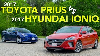 2017 Toyota Prius vs Hyundai Ioniq Hybrid Comparison [upl. by Ahsercul]