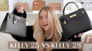 HERMÈS KELLY 25 V2 KELLY 28  WHICH ONE IS BETTER WHAT FITS MODSHOTS PROS amp CONS [upl. by Adnawuj]