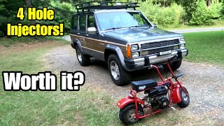 Jeep XJ Wagoneer Limited 40 K Suspension 4 Hole Injector Initial Thoughts  Coleman Minibike [upl. by Eltsyek]