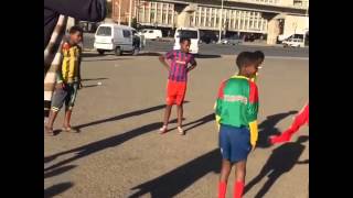 Ethiopia EthioAmerican Model Liya Kebede playing street soccer with Ethiopian teenage children [upl. by Tammi]