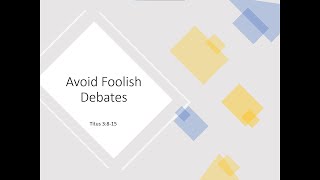 Sunday Message Avoid Foolish Debates Titus Series [upl. by Aimac]