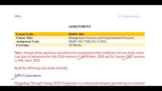 MMPC001 MBA IGNOU ASSIGNMENTS ANSWERS 202425 Solved Assignments  IGNOU  KISHAN KANAUJIA [upl. by Flessel378]