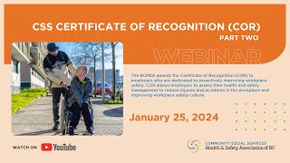 CSS Certificate of Recognition COR  January 25 2024 Webinar VIDEO 2 of 2 [upl. by Yroj]