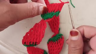 how to crochet puff strawberryeasy crochet [upl. by Slorac]