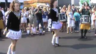 Bagpipe Duet with Nevin Academy Dancers  Newport Irish Festival 2011 [upl. by Assillam]