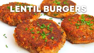 Vegan Lentil Burger Recipe  How To Make Lentil Burgers  The Best Lentil Recipe Ever [upl. by Allsopp]