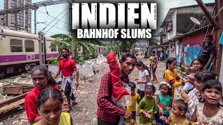 Die Bahnhof Slums am größten Ghetto Asiens Mumbai Indien [upl. by Alick758]