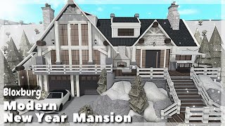 BLOXBURG Modern Winter Farmhouse Mansion  Roblox House Build [upl. by Anneyehc]